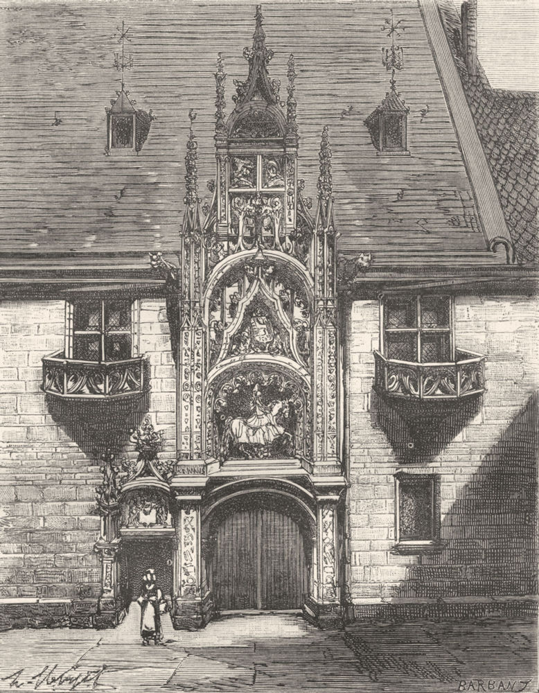 NANCY. Porte du Palais ducal, a 1882 old antique vintage print picture