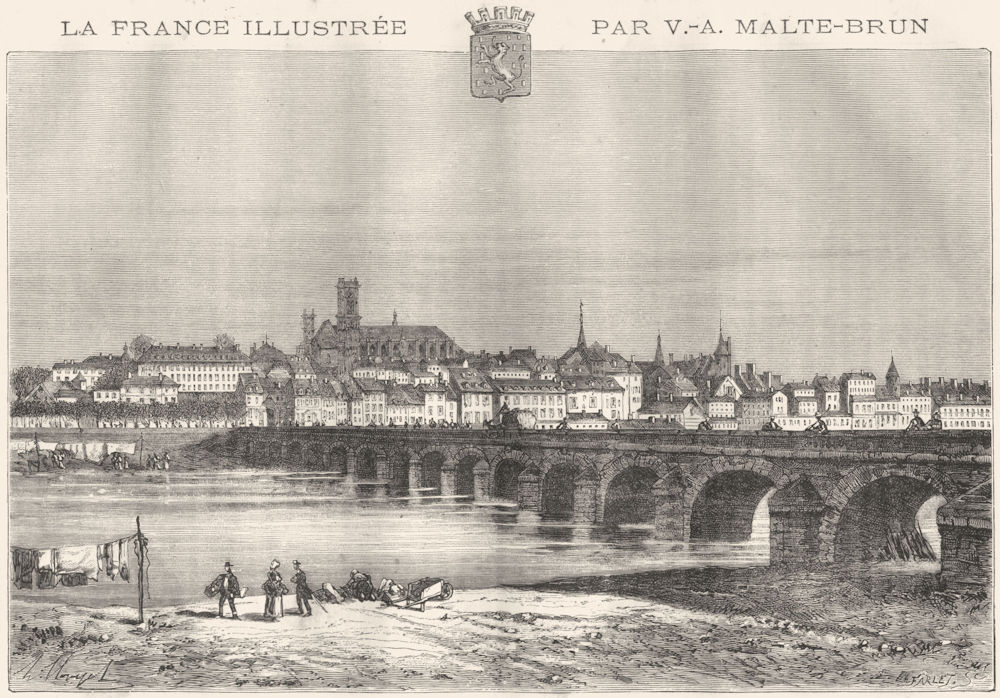 NIÈVRE. Nevers 1882 old antique vintage print picture