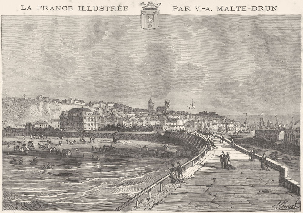 PAS-DE-CALAIS. Boulogne 1882 old antique vintage print picture
