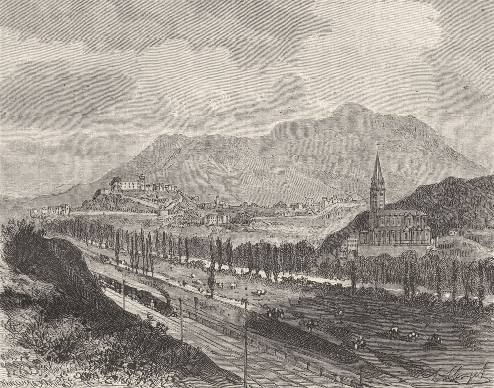 HAUTES-PYRÉNÉES. Pyrenees. Lourdes 1882 old antique vintage print picture