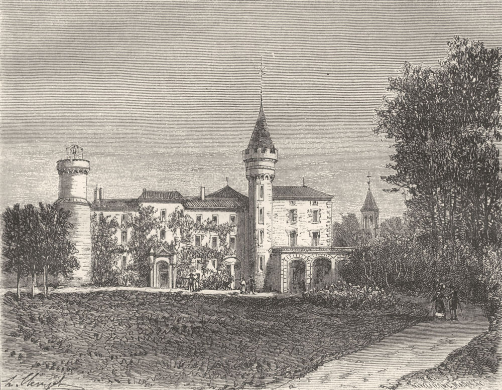 SAONE ET LOIRE. Saone-. Chateau Lamartine, St-Point 1883 old antique print