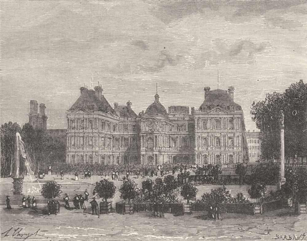 PARIS. Seine. Palais du Senat 1883 old antique vintage print picture