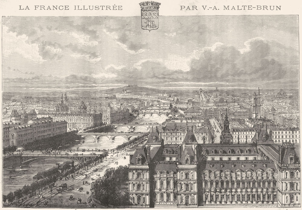PARIS. Prise de Tour St-Gervais 1883 old antique vintage print picture