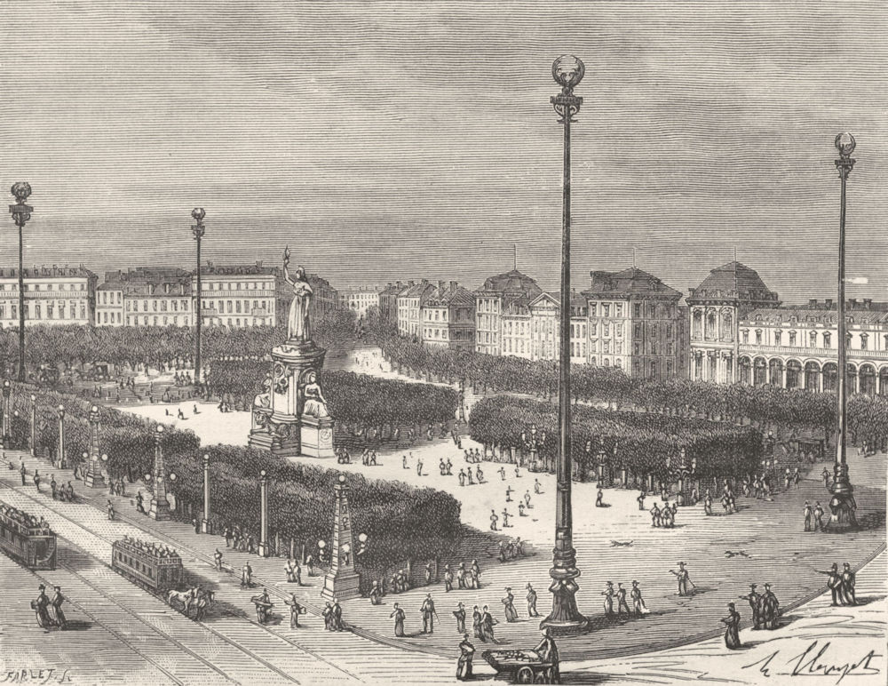 PARIS. Seine. Place de Republique 1883 old antique vintage print picture