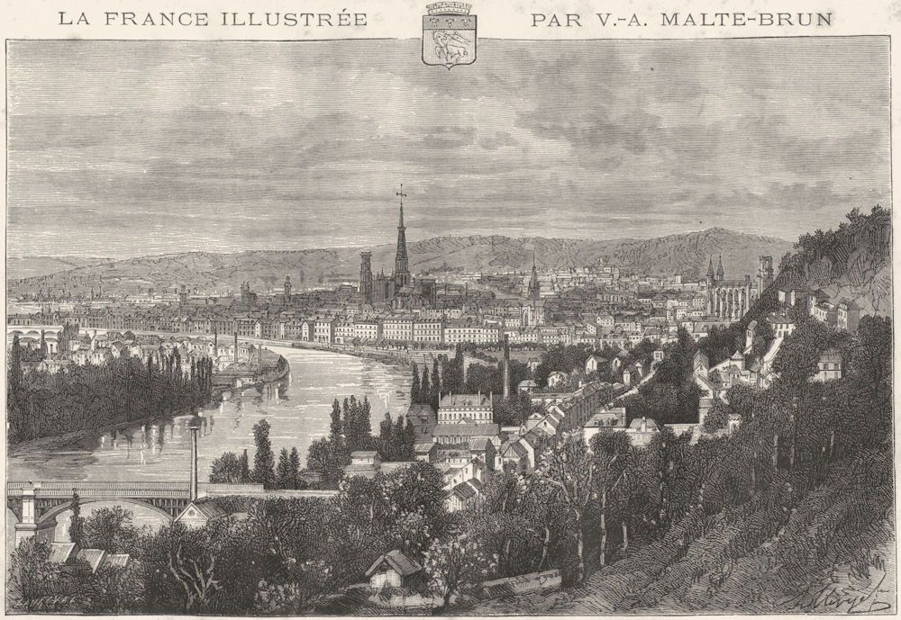 SEINE-MARITIME. Rouen 1883 old antique vintage print picture