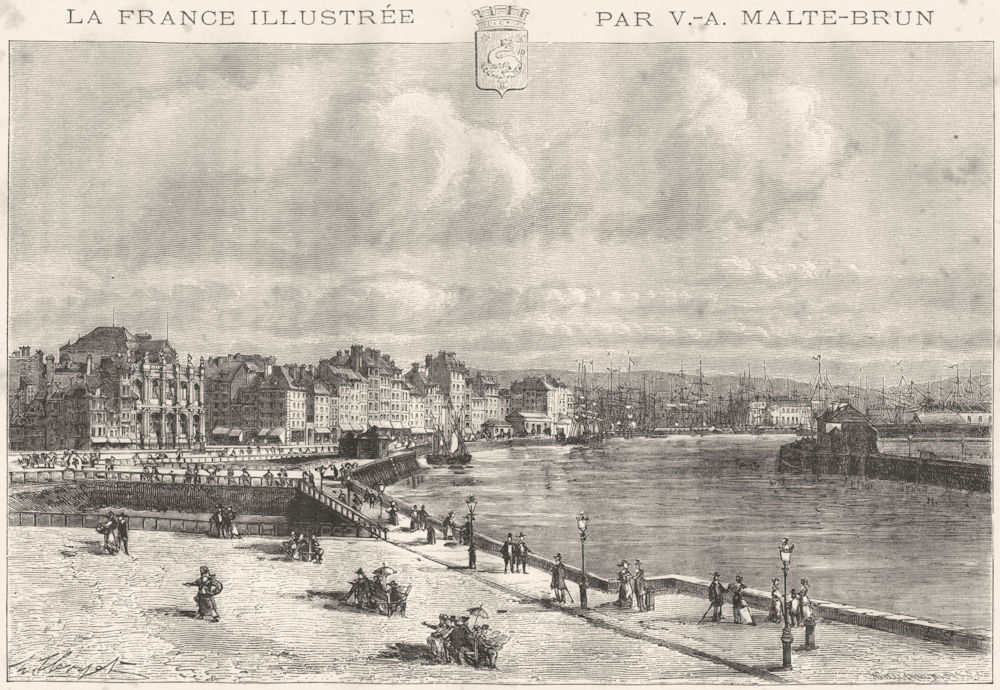 SEINE-MARITIME. Le Havre 1883 old antique vintage print picture