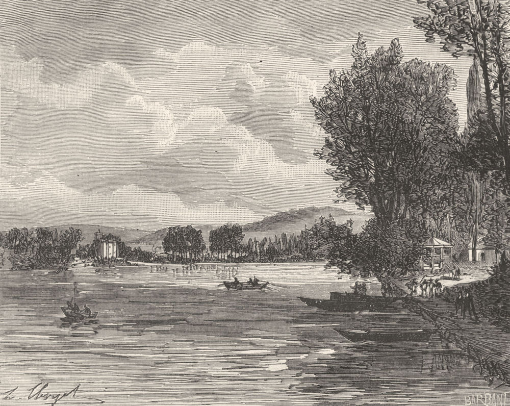 VAL-D'OISE. Seine-Oise. Lac d'Enghien 1883 old antique vintage print picture