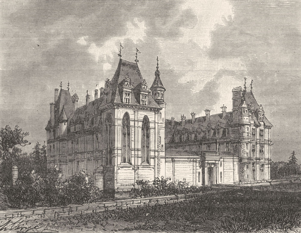 VAL-D'OISE. Seine-Oise. Chateau d'Ecouen 1883 old antique print picture