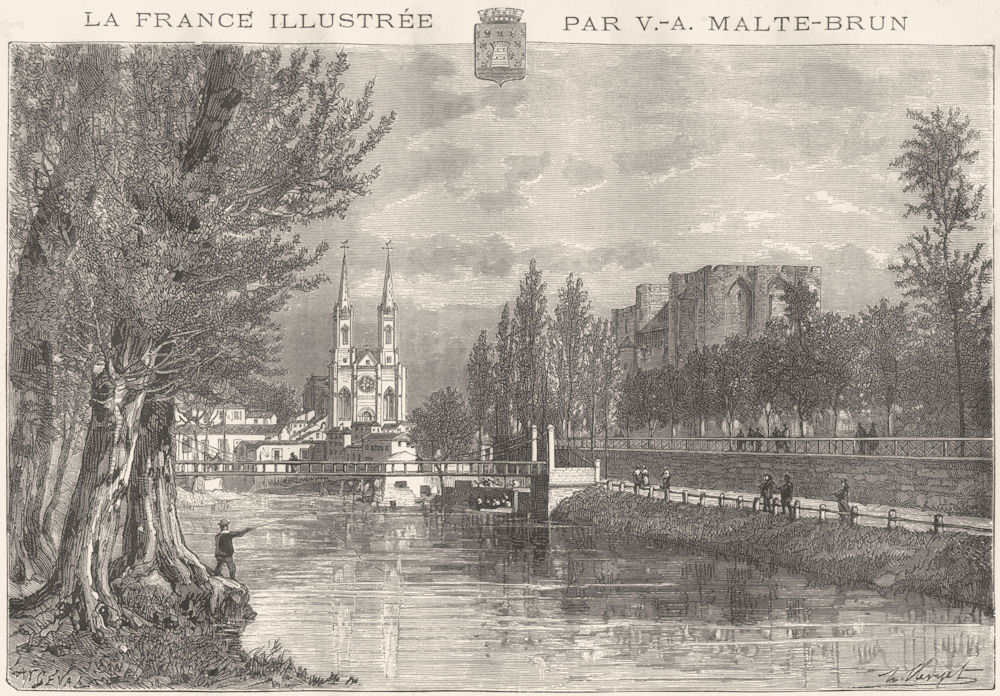 DEUX-SÈVRES. Niort 1883 old antique vintage print picture