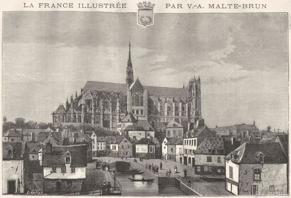 SOMME. Amiens 1883 old antique vintage print picture