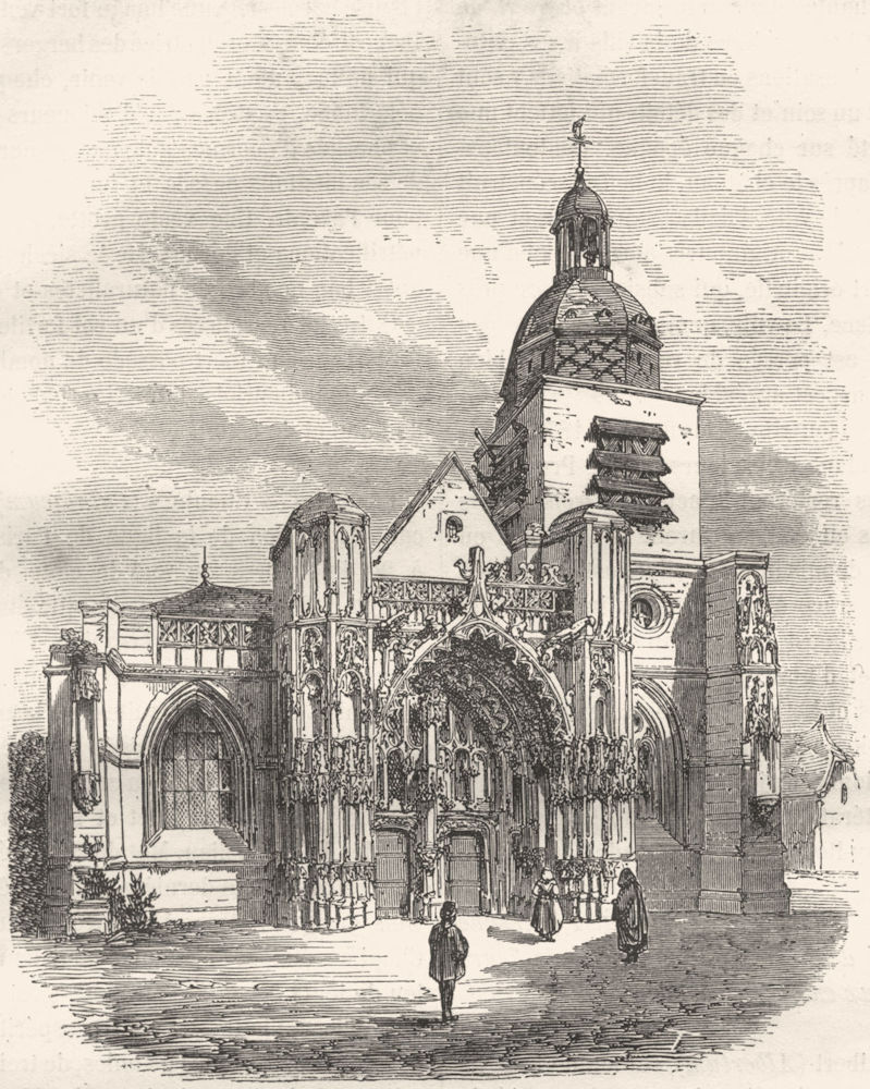 SOMME. Eglise St-Pierre, a Montdidier 1883 old antique vintage print picture