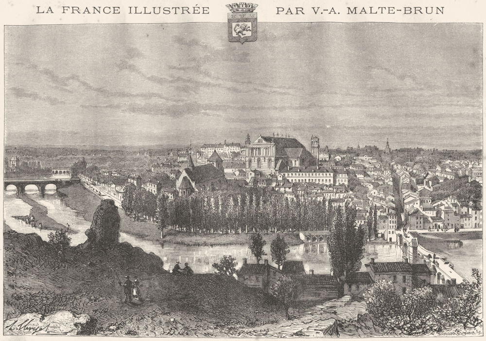 VIENNE. Poitiers 1884 old antique vintage print picture