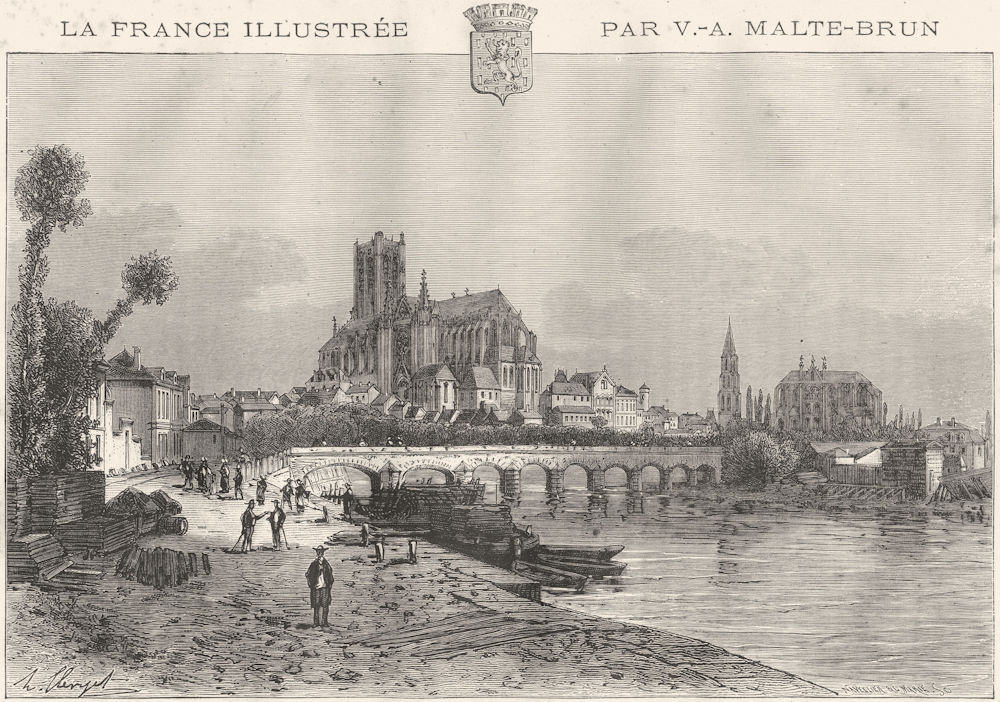 YONNE. Auxerre 1884 old antique vintage print picture