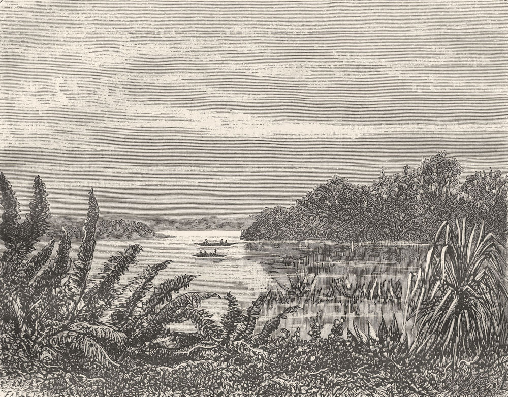 MADAGASCAR. Afrique. Lac de Nossi-Be 1884 old antique vintage print picture