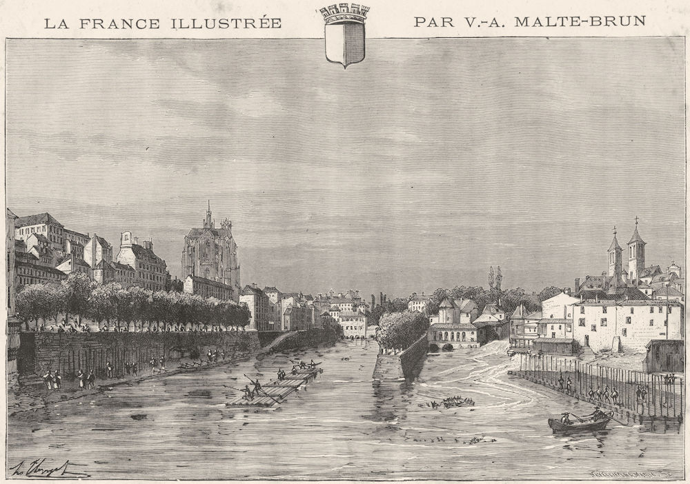 MOSELLE. Metz-du port St-Georges 1884 old antique vintage print picture