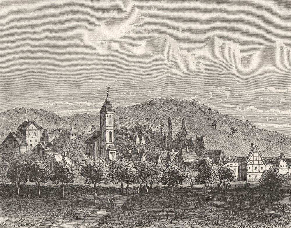 MORSBRONN. Alsace-Lorraine. Charge Cuirassiers 1884 old antique print picture
