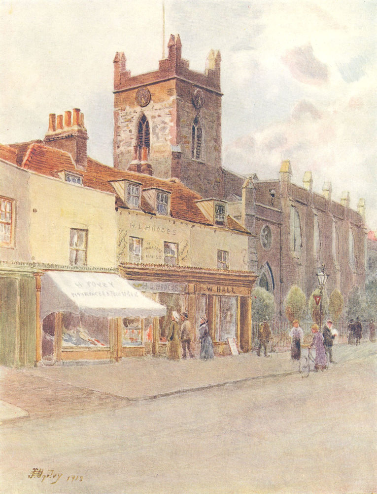 CHERTSEY. Chertsey Church. Surrey 1914 old antique vintage print picture