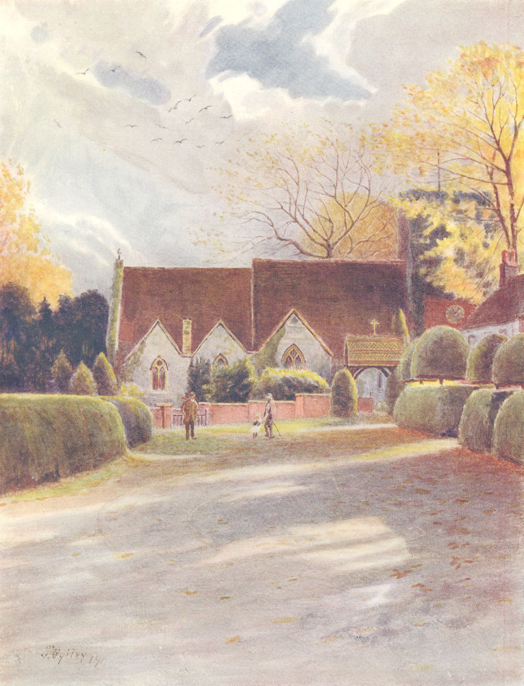 THORPE. Thorpe Church. Surrey 1914 old antique vintage print picture