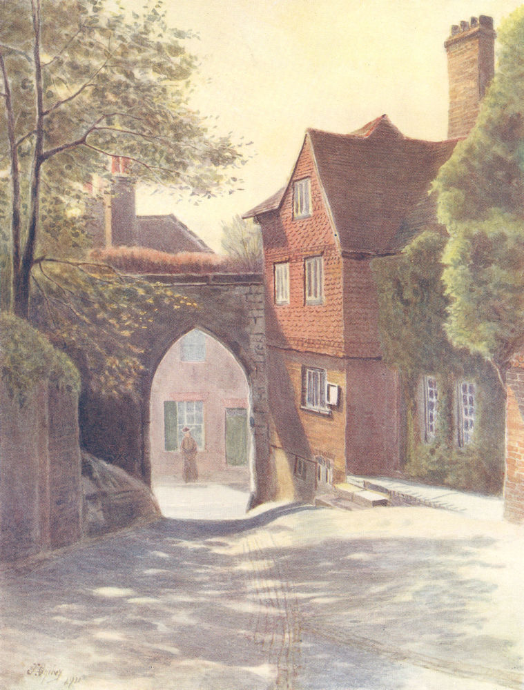 GUILDFORD. Castle Gateway and Museum. Surrey 1914 old antique print picture