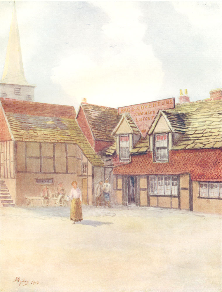 HORLEY. The Six Bells. Surrey 1914 old antique vintage print picture