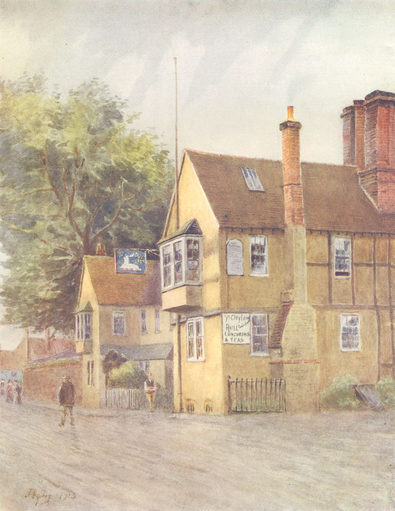 GODSTONE. The White Hart. Surrey 1914 old antique vintage print picture