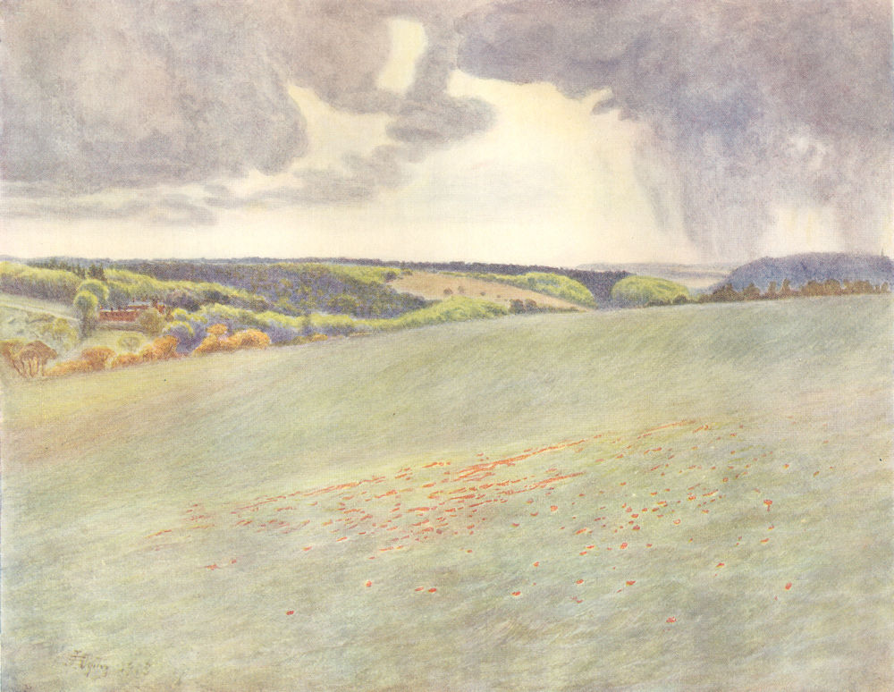 Associate Product NORTH DOWNS. Box Hill and Ranmore, from Tot Hill. Surrey 1914 old print