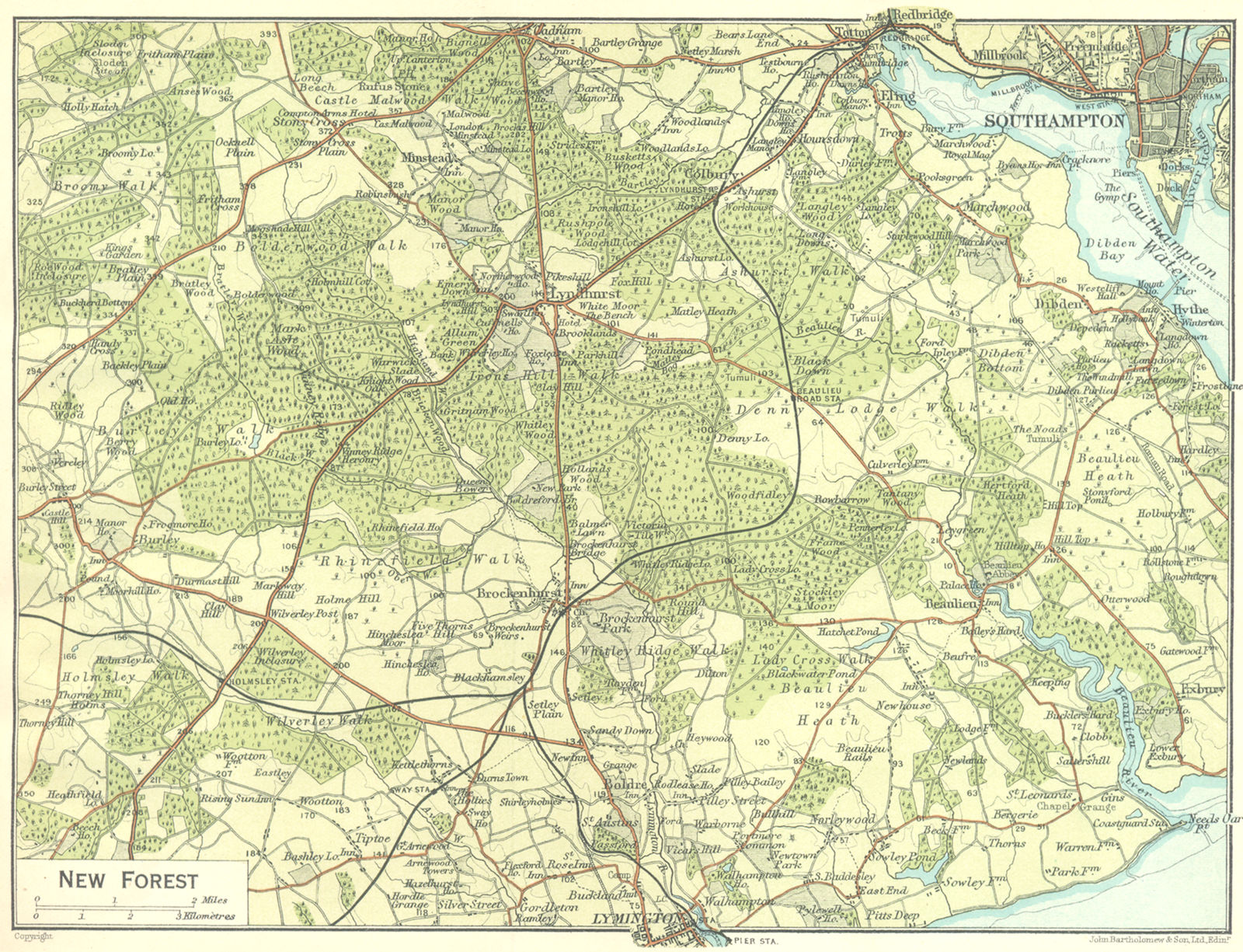 HANTS. New forest 1924 old vintage map plan chart