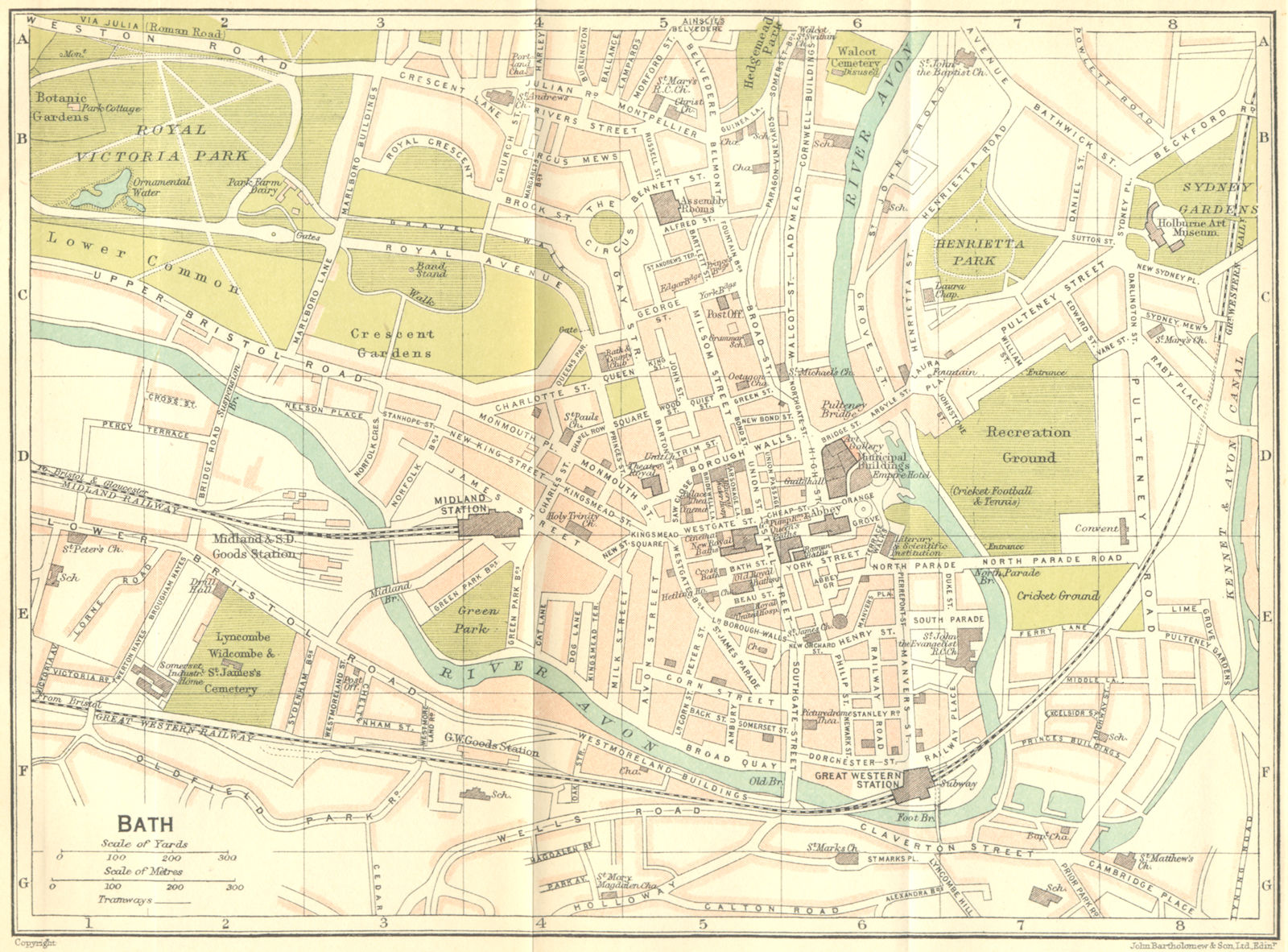 SOMT. Bath Town Plan 1924 old vintage map chart