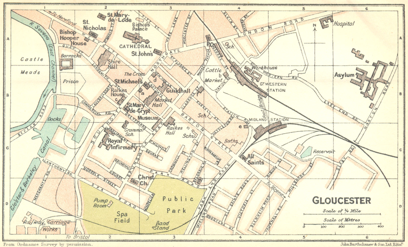 GLOS. Gloucester Town Plan 1924 old vintage map chart