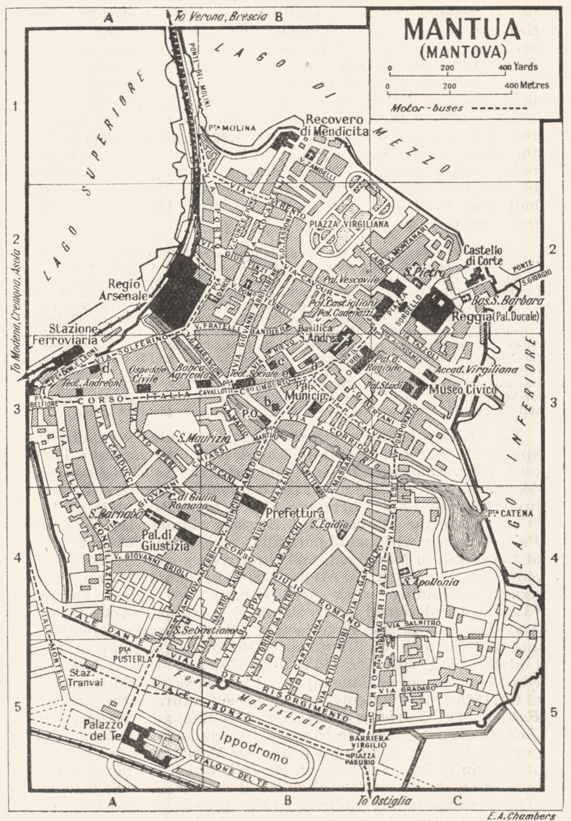 MANTUA town/city plan. Italy 1953 old vintage map chart