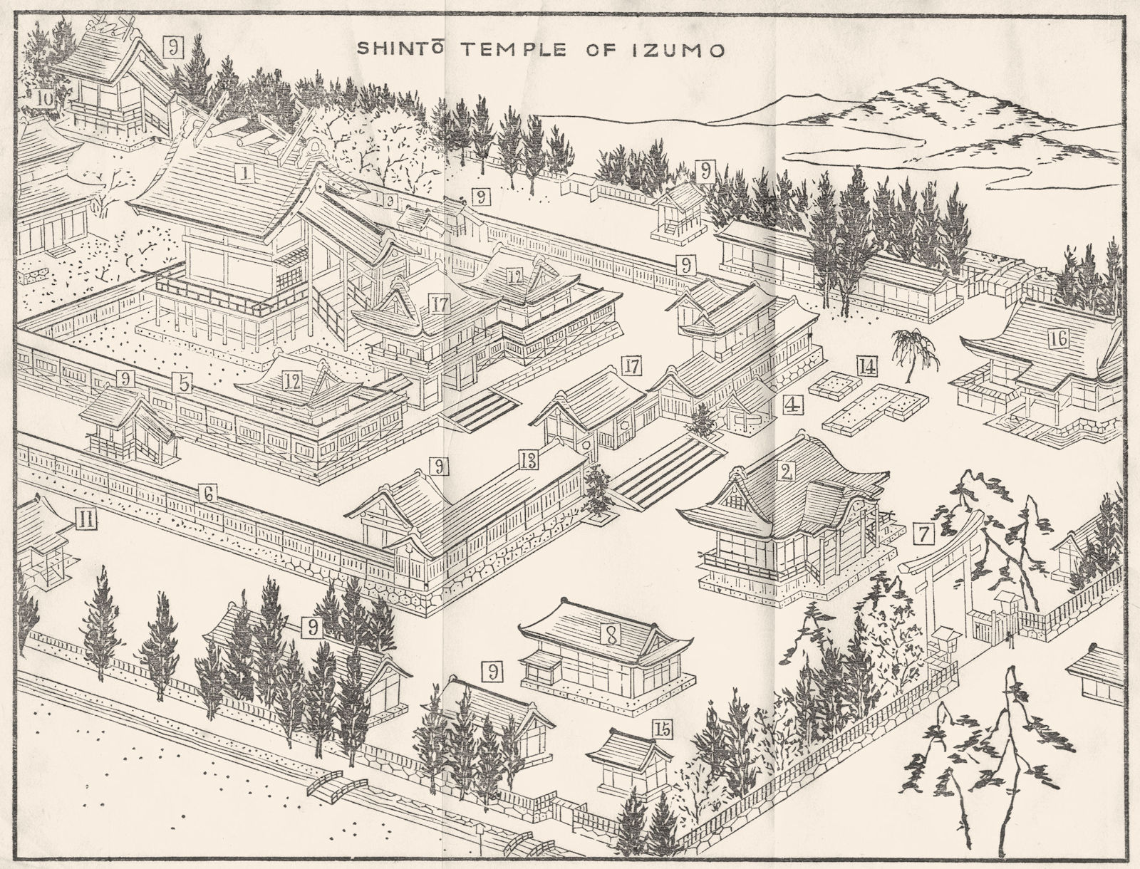 JAPAN. Shinto temple of Izumo 1907 old antique vintage print picture