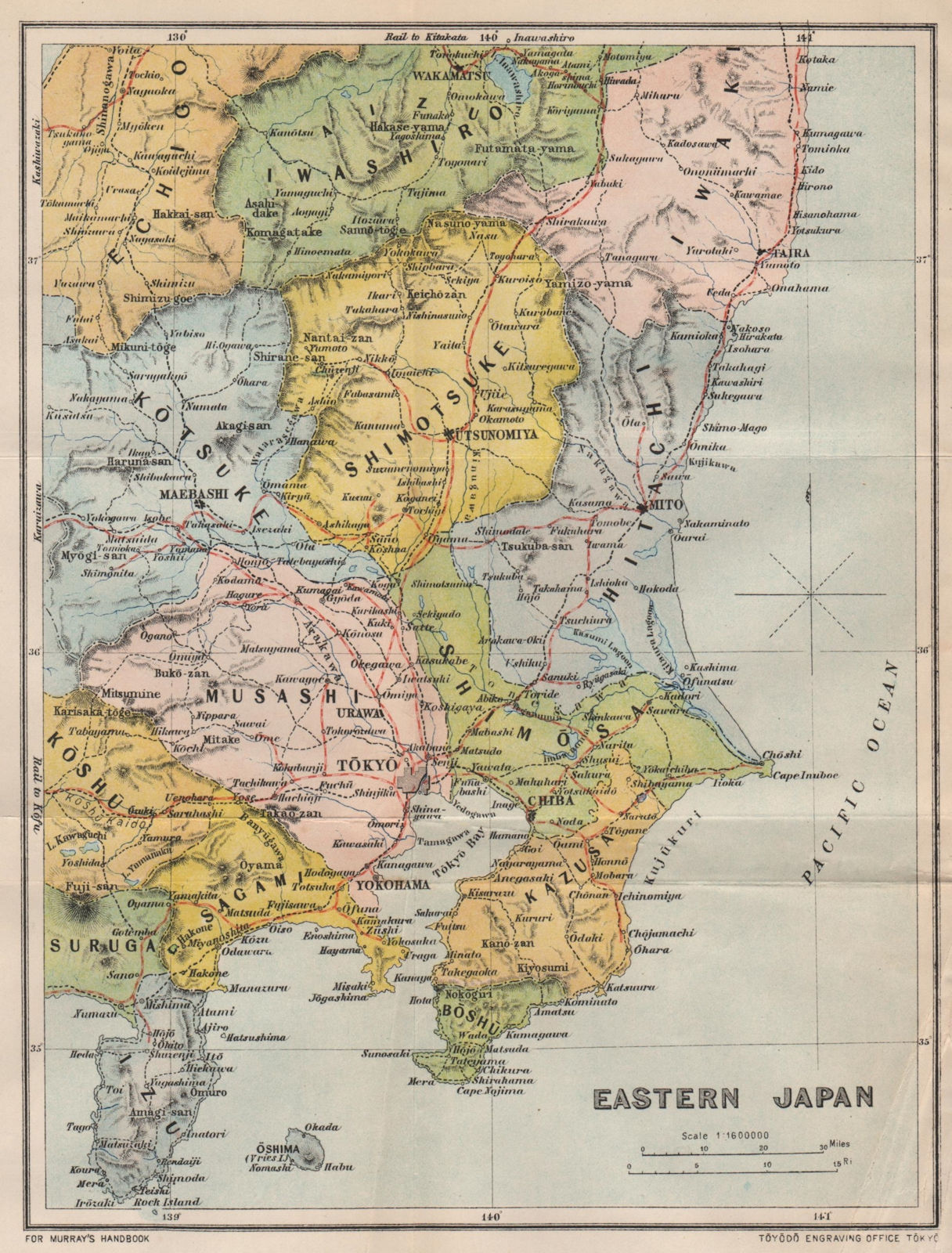 JAPAN. East 1907 old antique vintage map plan chart
