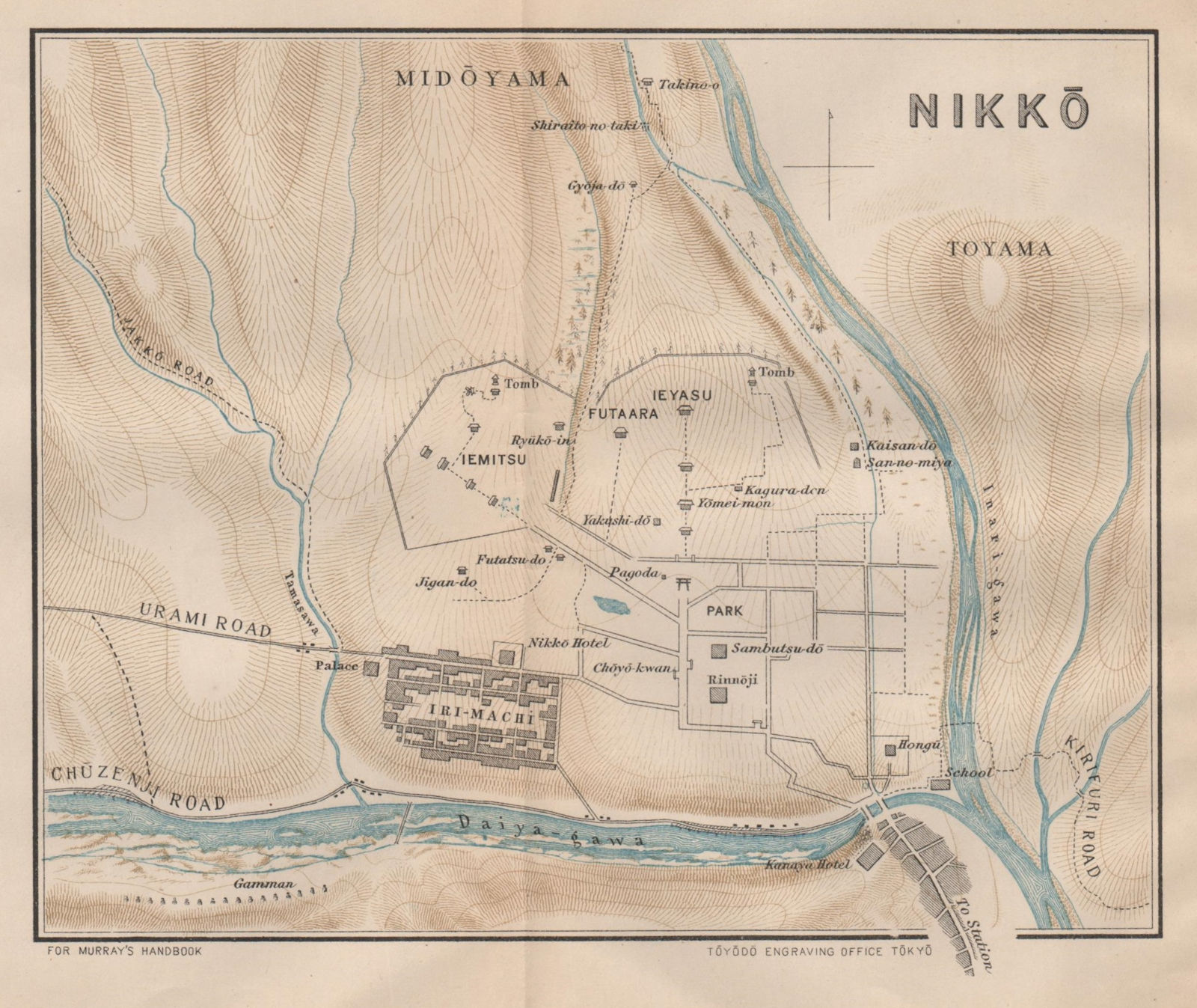 JAPAN. Nikko 1907 old antique vintage map plan chart