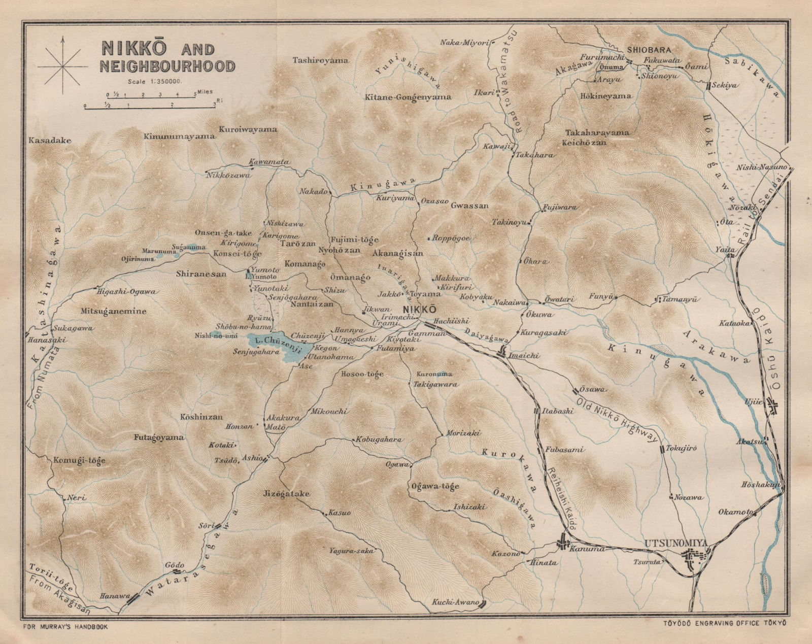 JAPAN. Nikko & environs 1907 old antique vintage map plan chart