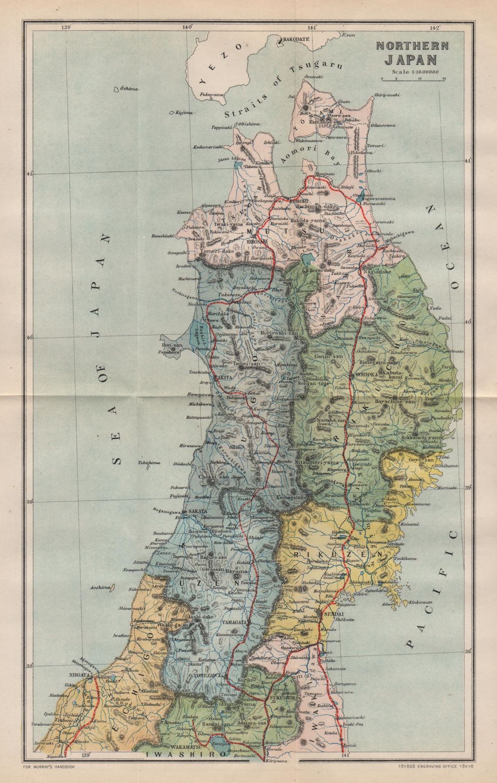 JAPAN. North 1907 old antique vintage map plan chart
