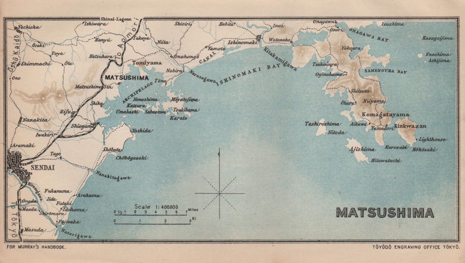 JAPAN. Matsushima 1907 old antique vintage map plan chart