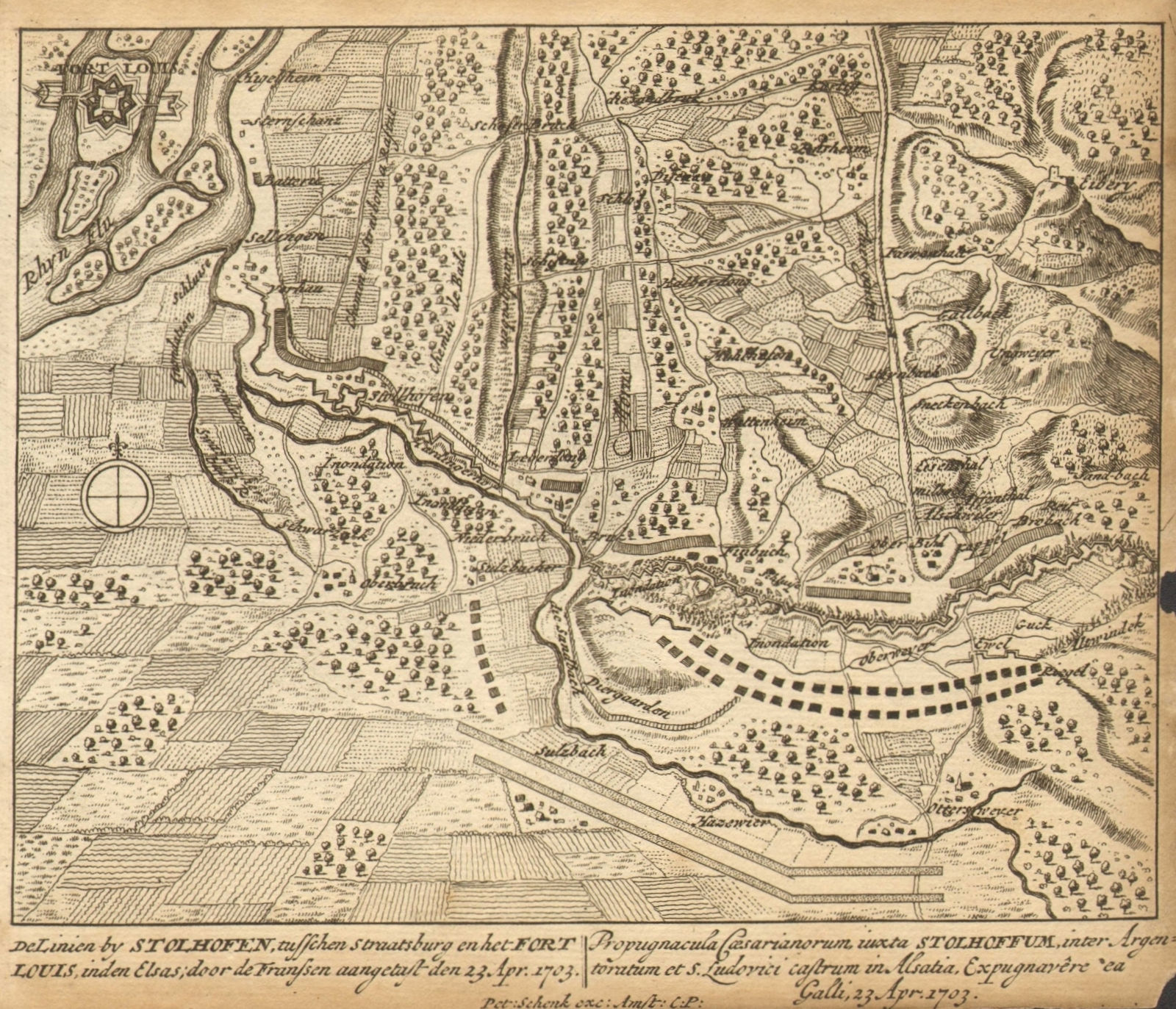 STOLLHOFEN. Town plan by Schenk. Scarce. Germany 1710 old antique map chart