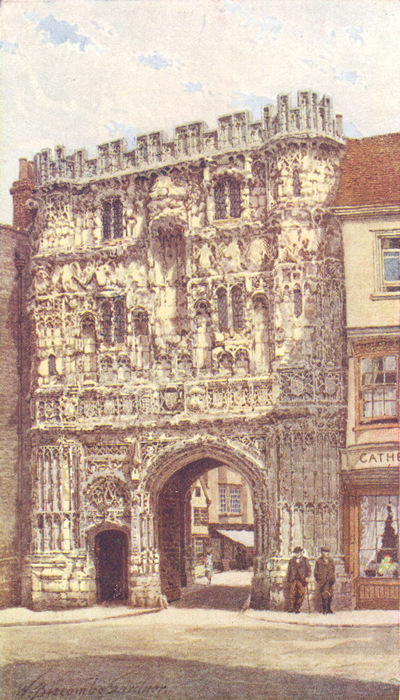 KENT. Christ Church Gate, Canterbury 1924 old vintage print picture