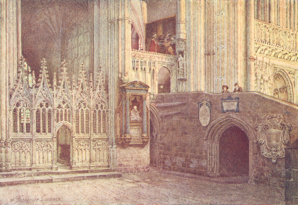 KENT. Martyrdom, Canterbury cathedral 1924 old vintage print picture