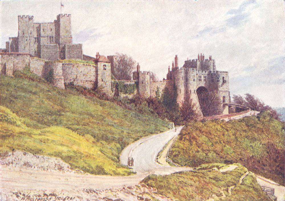 KENT. Dover Castle from Hill 1924 old vintage print picture