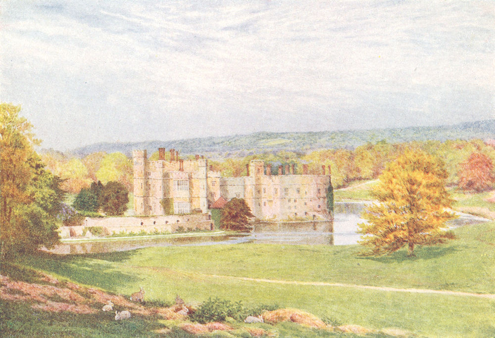 KENT. Leeds Castle-Spring 1924 old vintage print picture