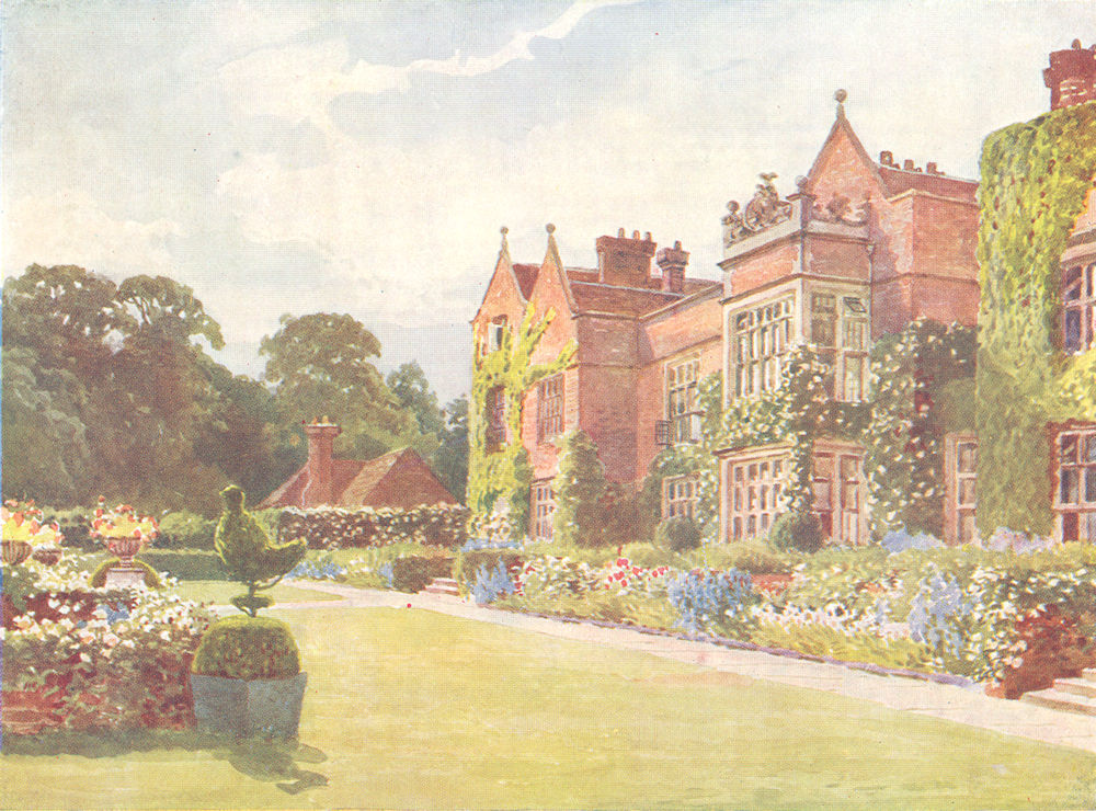Chequers Court, Buckinghamshire by Sutton Palmer 1920 old antique print