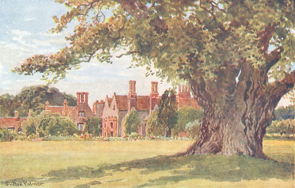 Associate Product Manor Farm & Queen Elizabeth's Oak, Chenies, Buckinghamshire. Sutton Palmer 1920