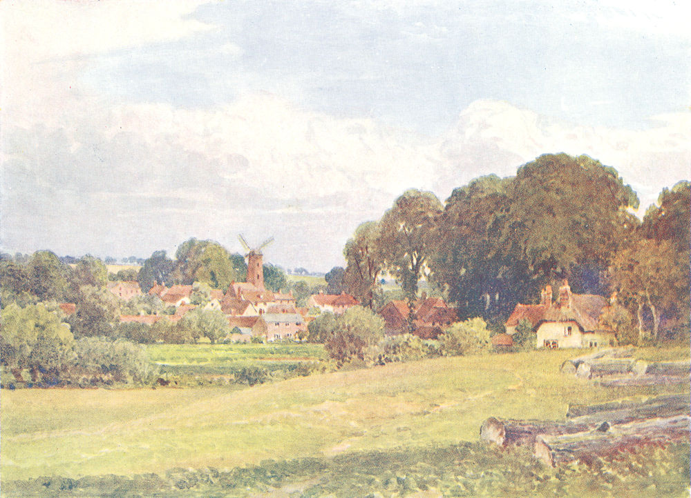 Quainton, Buckinghamshire by Sutton Palmer 1920 old antique print picture