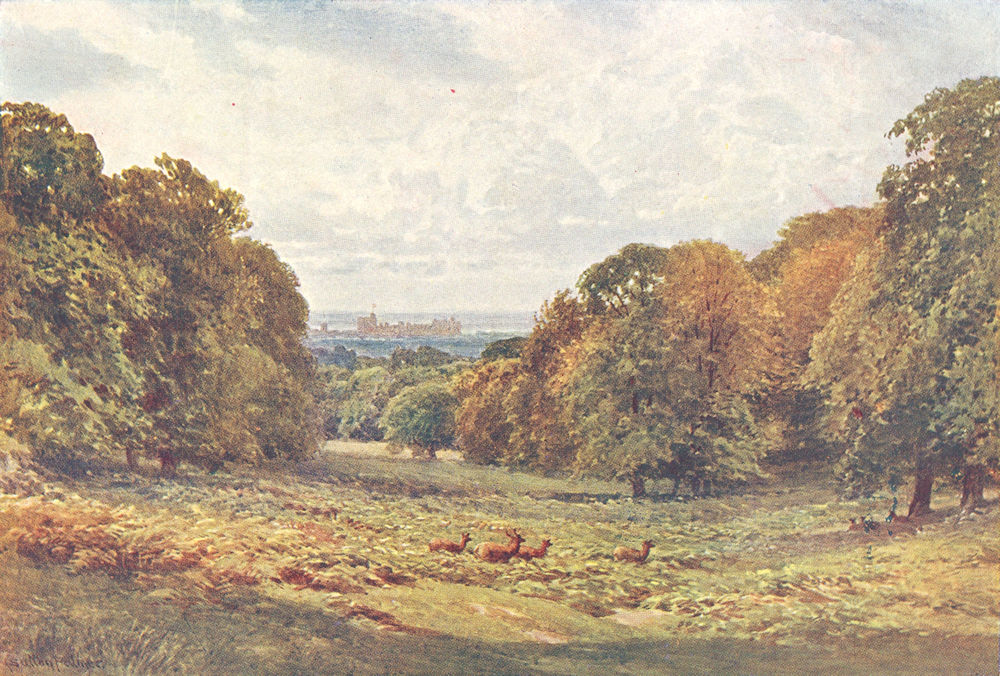 Windsor Castle from the Park, Old Windsor by Sutton Palmer 1920 print