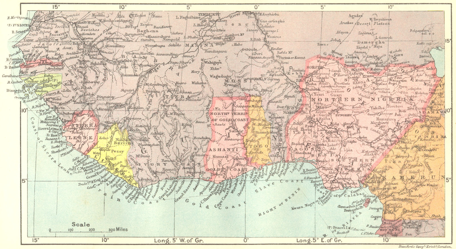 AFRICA. West 1911 old antique vintage map plan chart