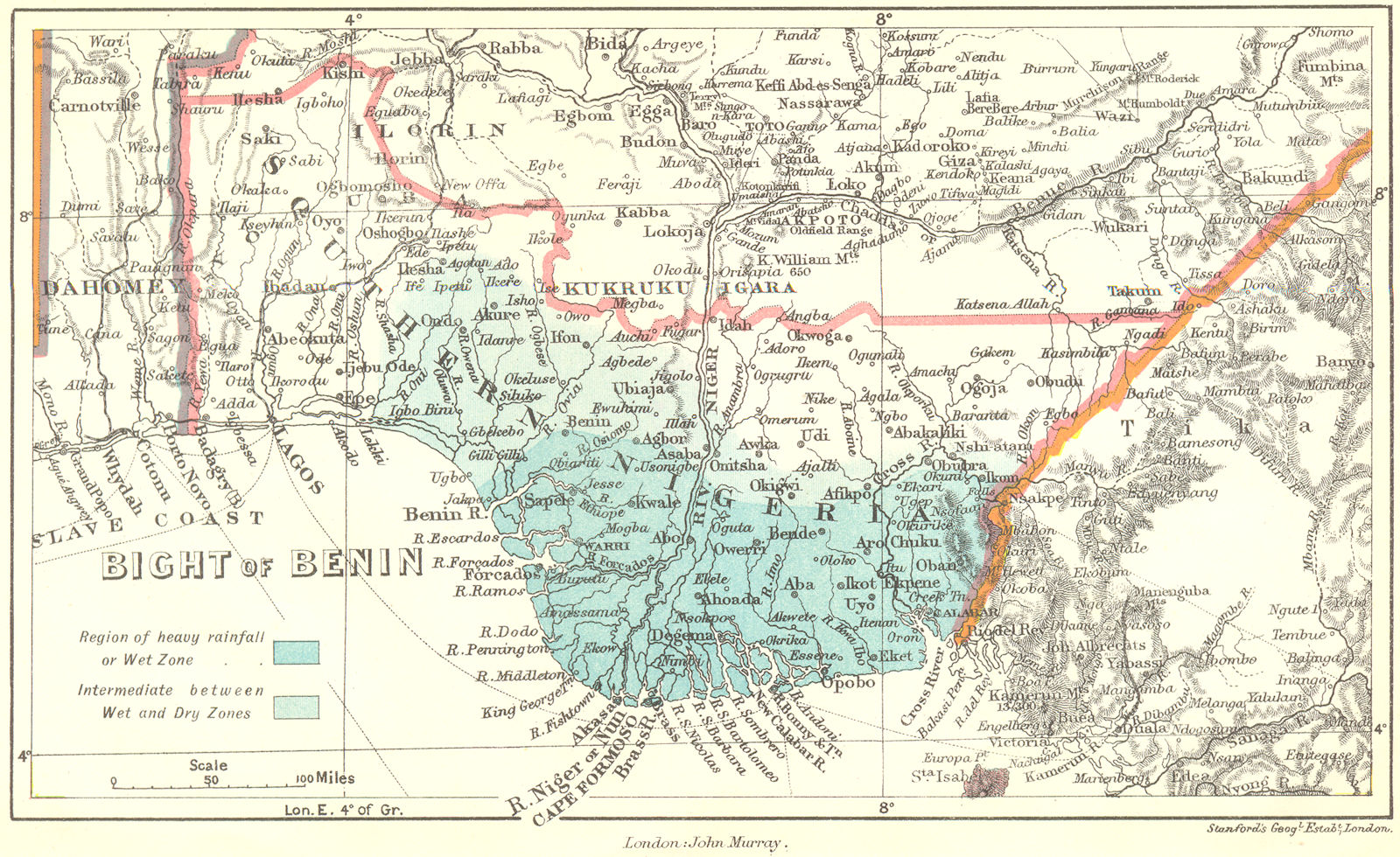 NIGERIA. South 1911 old antique vintage map plan chart