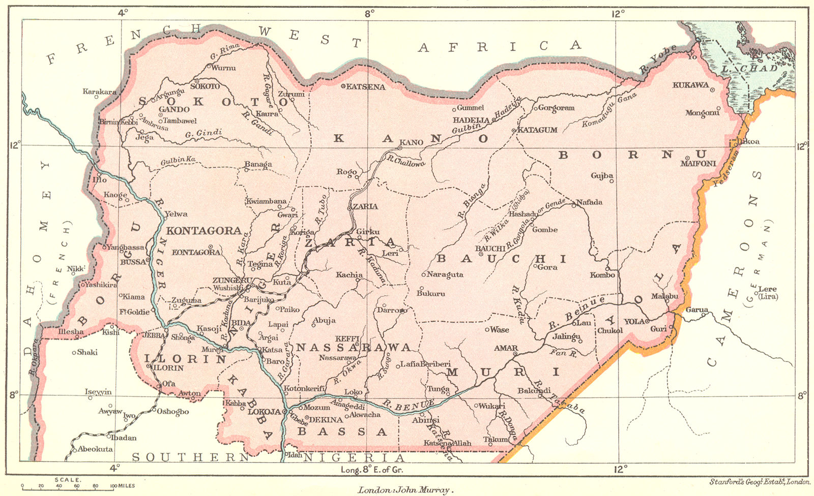NIGERIA. North 1911 old antique vintage map plan chart