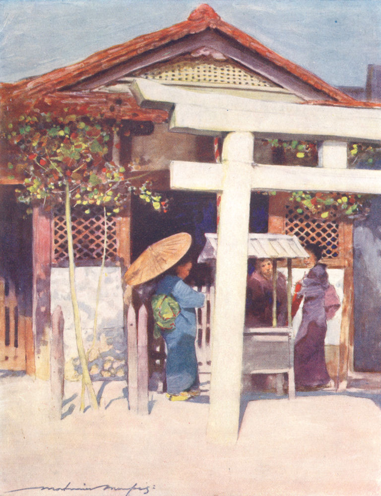 JAPAN. A Sunny Temple 1904 old antique vintage print picture