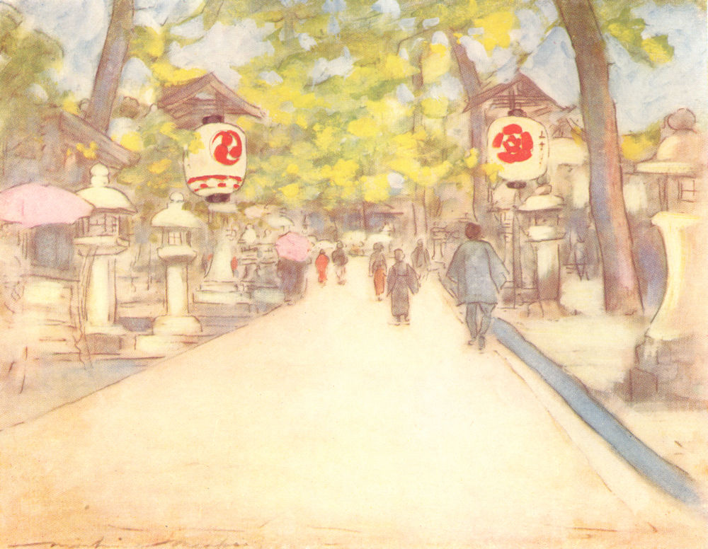 JAPAN. An Avenue of Lanterns 1904 old antique vintage print picture